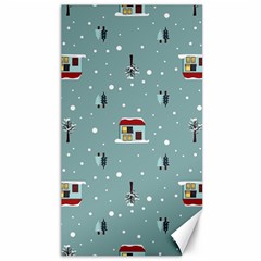 Seamless Pattern With Festive Christmas Houses Trees In Snow And Snowflakes Canvas 40  x 72 