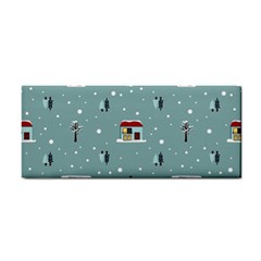 Seamless Pattern With Festive Christmas Houses Trees In Snow And Snowflakes Hand Towel