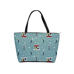 Seamless Pattern With Festive Christmas Houses Trees In Snow And Snowflakes Classic Shoulder Handbag