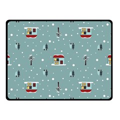 Seamless Pattern With Festive Christmas Houses Trees In Snow And Snowflakes Two Sides Fleece Blanket (Small)