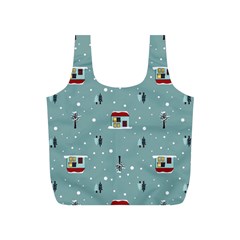 Seamless Pattern With Festive Christmas Houses Trees In Snow And Snowflakes Full Print Recycle Bag (S)