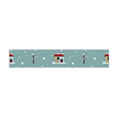 Seamless Pattern With Festive Christmas Houses Trees In Snow And Snowflakes Premium Plush Fleece Scarf (Mini)