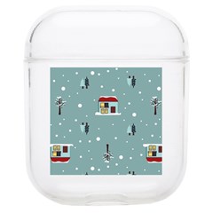 Seamless Pattern With Festive Christmas Houses Trees In Snow And Snowflakes AirPods 1/2 Case