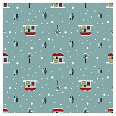 Seamless Pattern With Festive Christmas Houses Trees In Snow And Snowflakes Lightweight Scarf 