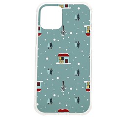 Seamless Pattern With Festive Christmas Houses Trees In Snow And Snowflakes iPhone 12 Pro max TPU UV Print Case