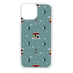 Seamless Pattern With Festive Christmas Houses Trees In Snow And Snowflakes iPhone 13 mini TPU UV Print Case