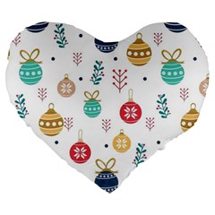 Cute Christmas Pattern Large 19  Premium Heart Shape Cushions by Grandong