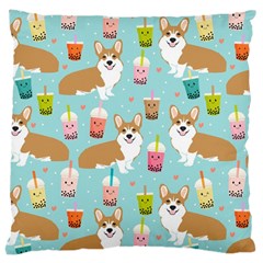 Welsh Corgis Dog Boba Tea Bubble Tea Cute Kawaii Large Cushion Case (one Side) by Grandong