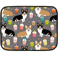 Welsh Corgi Dog Boba Tea Bubble Kawaii Fleece Blanket (mini) by Grandong