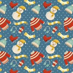 Winter Blue Christmas Snowman Pattern Play Mat (square) by Grandong