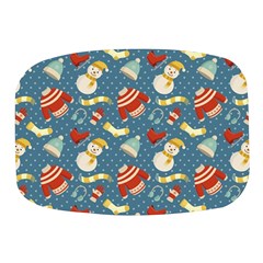 Winter Blue Christmas Snowman Pattern Mini Square Pill Box by Grandong