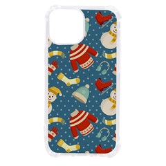 Winter Blue Christmas Snowman Pattern Iphone 13 Mini Tpu Uv Print Case by Grandong