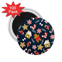 New Year Christmas Winter Pattern 2 25  Magnets (100 Pack)  by Grandong