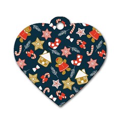 New Year Christmas Winter Pattern Dog Tag Heart (two Sides)