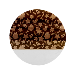 New Year Christmas Winter Pattern Marble Wood Coaster (round) by Grandong