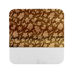 New Year Christmas Winter Pattern Marble Wood Coaster (square) by Grandong