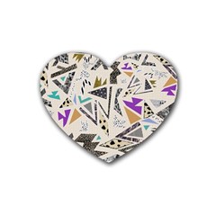 90s Geometric Christmas Pattern Rubber Heart Coaster (4 Pack)