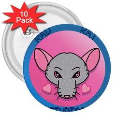 Rad Rat Studios Logo 3  Buttons (10 Pack)  by radratstudios