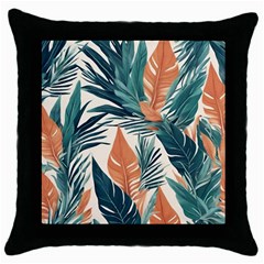 Colorful Tropical Leaf Throw Pillow Case (black) by Jack14