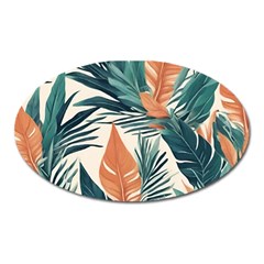 Colorful Tropical Leaf Oval Magnet