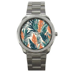 Colorful Tropical Leaf Sport Metal Watch