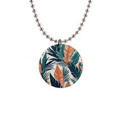 Colorful Tropical Leaf 1  Button Necklace