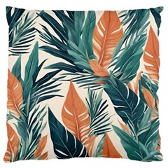 Colorful Tropical Leaf Large Premium Plush Fleece Cushion Case (two Sides) by Jack14