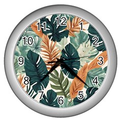 Tropical Leaf Wall Clock (silver) by Jack14