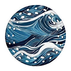 Abstract Blue Ocean Wave Round Filigree Ornament (two Sides) by Jack14