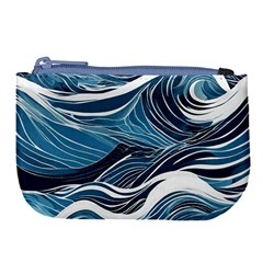 Abstract Blue Ocean Wave Large Coin Purse by Jack14