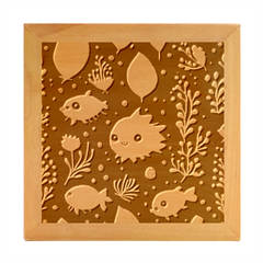 Fish Pattern Wood Photo Frame Cube by Valentinaart