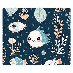 Fish Pattern Premium Plush Fleece Blanket (small) by Valentinaart