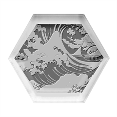 Wave Pattern Hexagon Wood Jewelry Box