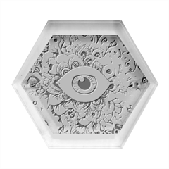 Eyes Pattern Hexagon Wood Jewelry Box by Valentinaart