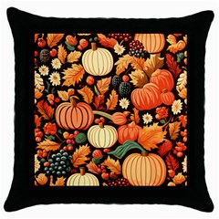 Thanksgiving Pattern Throw Pillow Case (black) by Valentinaart