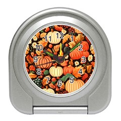 Thanksgiving Pattern Travel Alarm Clock by Valentinaart