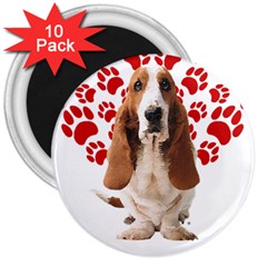 Basset Hound Gift T- Shirt Funny Basset Hound Valentine Heart Paw Basset Hound Dog Lover Valentine C Yoga Reflexion Pose T- Shirtyoga Reflexion Pose T- Shirt 3  Magnets (10 pack) 