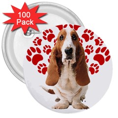 Basset Hound Gift T- Shirt Funny Basset Hound Valentine Heart Paw Basset Hound Dog Lover Valentine C Yoga Reflexion Pose T- Shirtyoga Reflexion Pose T- Shirt 3  Buttons (100 pack) 