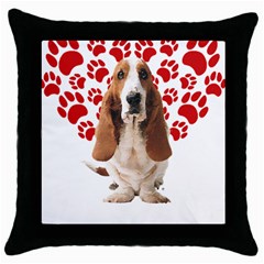 Basset Hound Gift T- Shirt Funny Basset Hound Valentine Heart Paw Basset Hound Dog Lover Valentine C Yoga Reflexion Pose T- Shirtyoga Reflexion Pose T- Shirt Throw Pillow Case (Black)