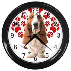 Basset Hound Gift T- Shirt Funny Basset Hound Valentine Heart Paw Basset Hound Dog Lover Valentine C Yoga Reflexion Pose T- Shirtyoga Reflexion Pose T- Shirt Wall Clock (Black)