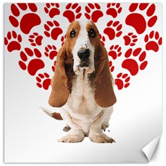 Basset Hound Gift T- Shirt Funny Basset Hound Valentine Heart Paw Basset Hound Dog Lover Valentine C Yoga Reflexion Pose T- Shirtyoga Reflexion Pose T- Shirt Canvas 12  x 12 