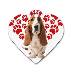 Basset Hound Gift T- Shirt Funny Basset Hound Valentine Heart Paw Basset Hound Dog Lover Valentine C Yoga Reflexion Pose T- Shirtyoga Reflexion Pose T- Shirt Dog Tag Heart (One Side)