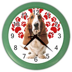 Basset Hound Gift T- Shirt Funny Basset Hound Valentine Heart Paw Basset Hound Dog Lover Valentine C Yoga Reflexion Pose T- Shirtyoga Reflexion Pose T- Shirt Color Wall Clock