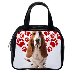 Basset Hound Gift T- Shirt Funny Basset Hound Valentine Heart Paw Basset Hound Dog Lover Valentine C Yoga Reflexion Pose T- Shirtyoga Reflexion Pose T- Shirt Classic Handbag (One Side)