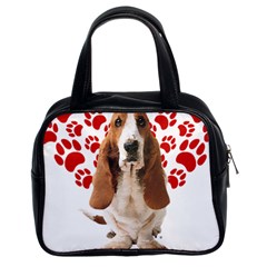 Basset Hound Gift T- Shirt Funny Basset Hound Valentine Heart Paw Basset Hound Dog Lover Valentine C Yoga Reflexion Pose T- Shirtyoga Reflexion Pose T- Shirt Classic Handbag (Two Sides)