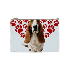 Basset Hound Gift T- Shirt Funny Basset Hound Valentine Heart Paw Basset Hound Dog Lover Valentine C Yoga Reflexion Pose T- Shirtyoga Reflexion Pose T- Shirt Cosmetic Bag (Medium)