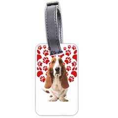 Basset Hound Gift T- Shirt Funny Basset Hound Valentine Heart Paw Basset Hound Dog Lover Valentine C Yoga Reflexion Pose T- Shirtyoga Reflexion Pose T- Shirt Luggage Tag (one side)