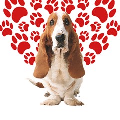 Basset Hound Gift T- Shirt Funny Basset Hound Valentine Heart Paw Basset Hound Dog Lover Valentine C Yoga Reflexion Pose T- Shirtyoga Reflexion Pose T- Shirt Play Mat (Square)