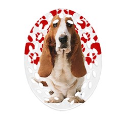 Basset Hound Gift T- Shirt Funny Basset Hound Valentine Heart Paw Basset Hound Dog Lover Valentine C Yoga Reflexion Pose T- Shirtyoga Reflexion Pose T- Shirt Ornament (Oval Filigree)