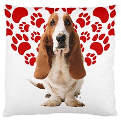 Basset Hound Gift T- Shirt Funny Basset Hound Valentine Heart Paw Basset Hound Dog Lover Valentine C Yoga Reflexion Pose T- Shirtyoga Reflexion Pose T- Shirt Large Cushion Case (One Side)